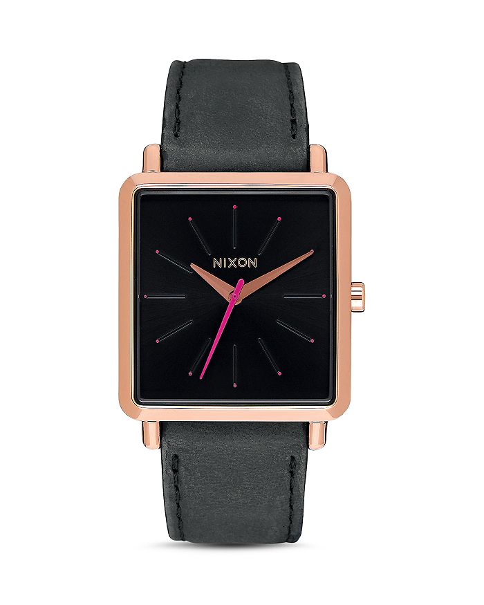 Nixon K Squared Leather Watch, 30mm X 32mm In Pink