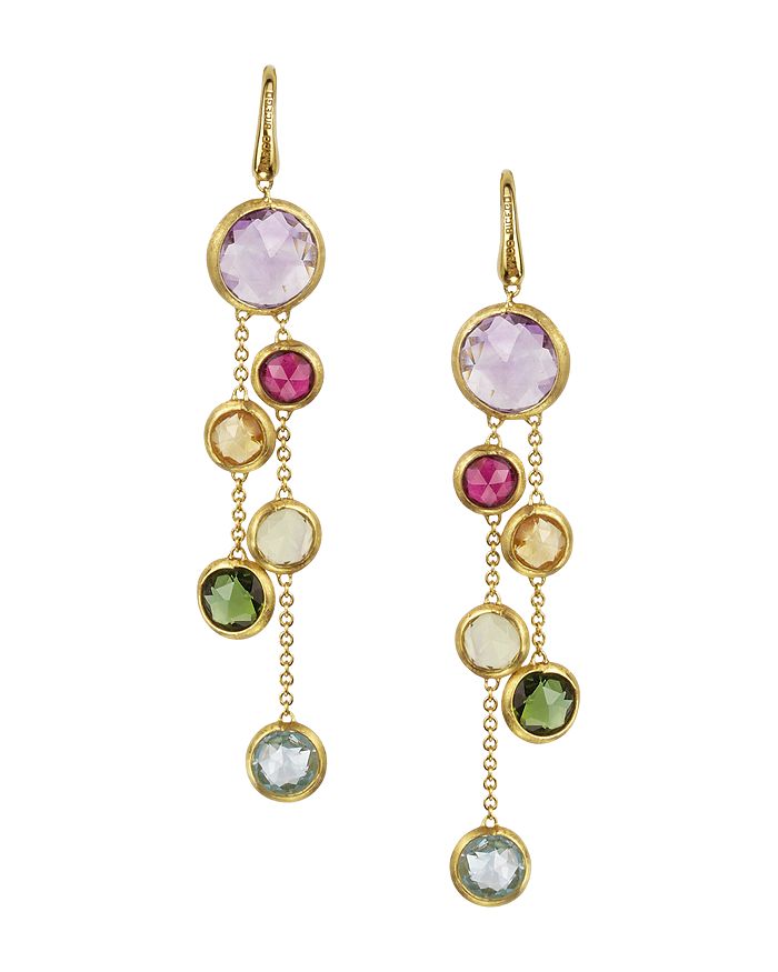 MARCO BICEGO JAIPUR 18K YELLOW GOLD AND MULTI-STONE DOUBLE DROP EARRINGS,OB903-MIX01-Y