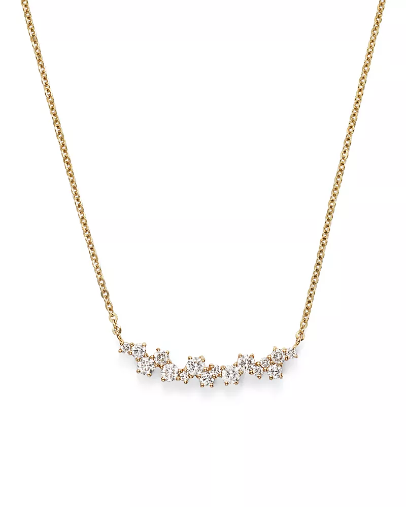 Diamond Scatter Necklace in 14K Yellow Gold, .50 tcw