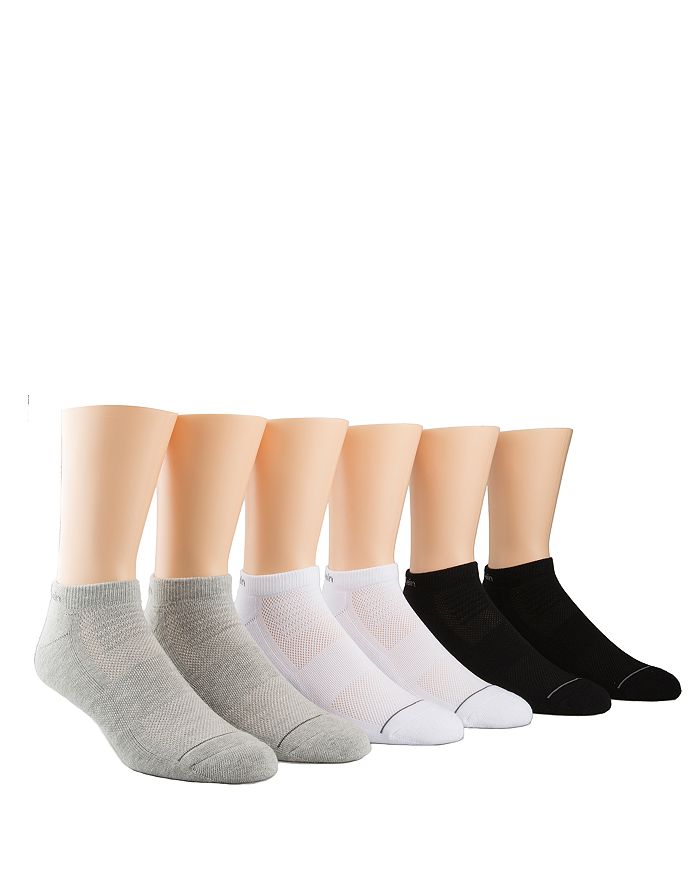 Calvin Klein Athletic Ankle Socks, Pack Of 6 In Gray/white/black