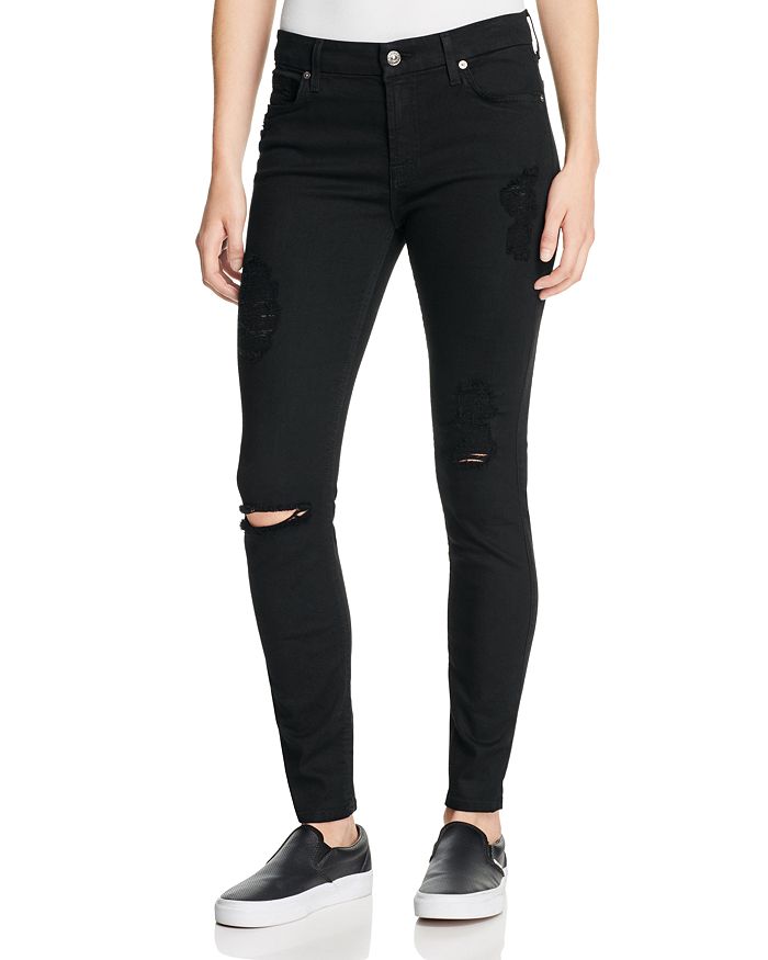 7 FOR ALL MANKIND B(AIR) DESTROYED SKINNY ANKLE JEANS IN BLACK,AU8121930A
