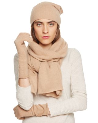 Angelina Cashmere Solid Scarf and Slouch Hat - Exclusive