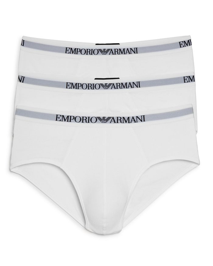 Shop Emporio Armani Pure Cotton Briefs - Pack Of 3 In White