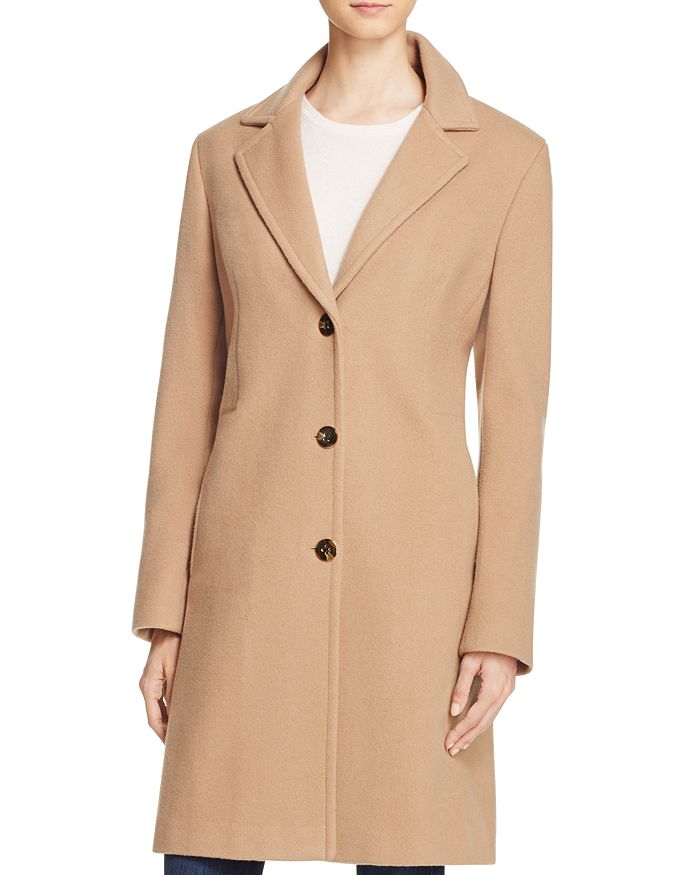 Calvin Klein Single-breasted Button Front Coat In Camel | ModeSens