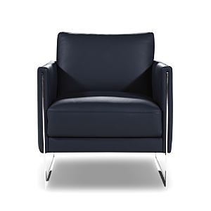Shop Giuseppe Nicoletti Coco Leather Chair - 100% Exclusive In Bull 119 Blu/polished Stainless Steel