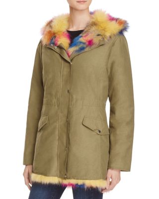 multicolor fur parka