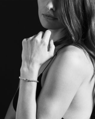 18K Gold and Sterling Silver Caviar and Diamonds Rope Bracelet, 6mm