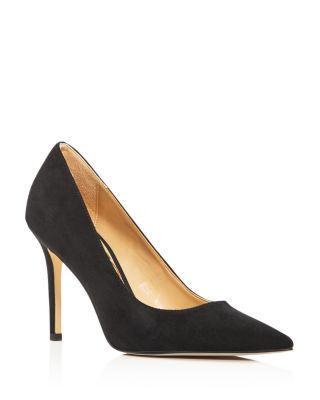 black suede pointed heels