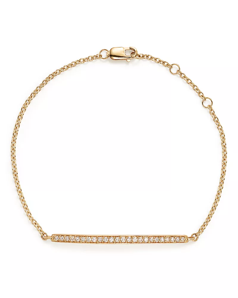 Diamond Bar Bracelet in 14K Yellow Gold, .25 tcw