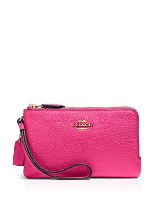 COACH Pebble Double Corner Zip Wristlet | Bloomingdale's