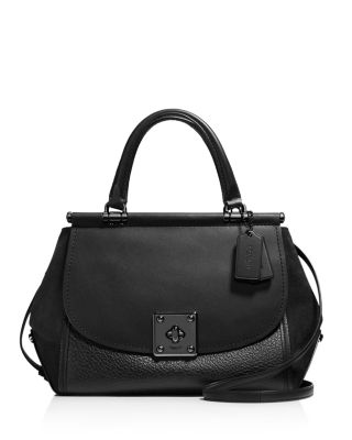 coach mixed leather drifter carryall black