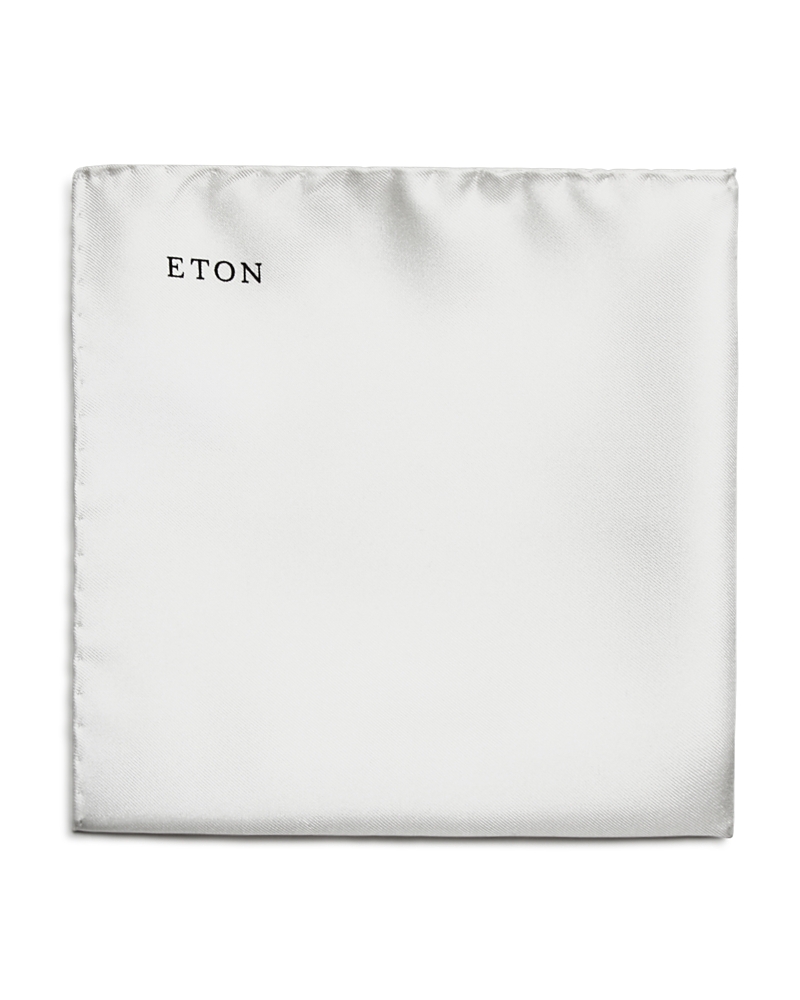 Eton Mens White Logo-embroidered Silk Pocket Square In White