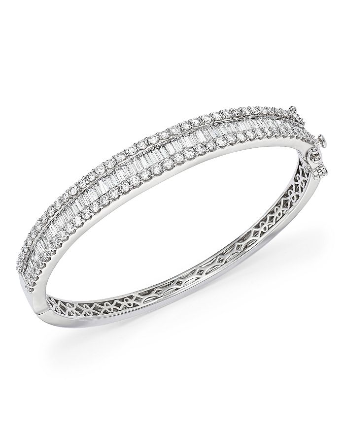 Bloomingdale's Diamond Round And Baguette Bangle In 14k White Gold, 5.0 Ct. T.w. - 100% Exclusive