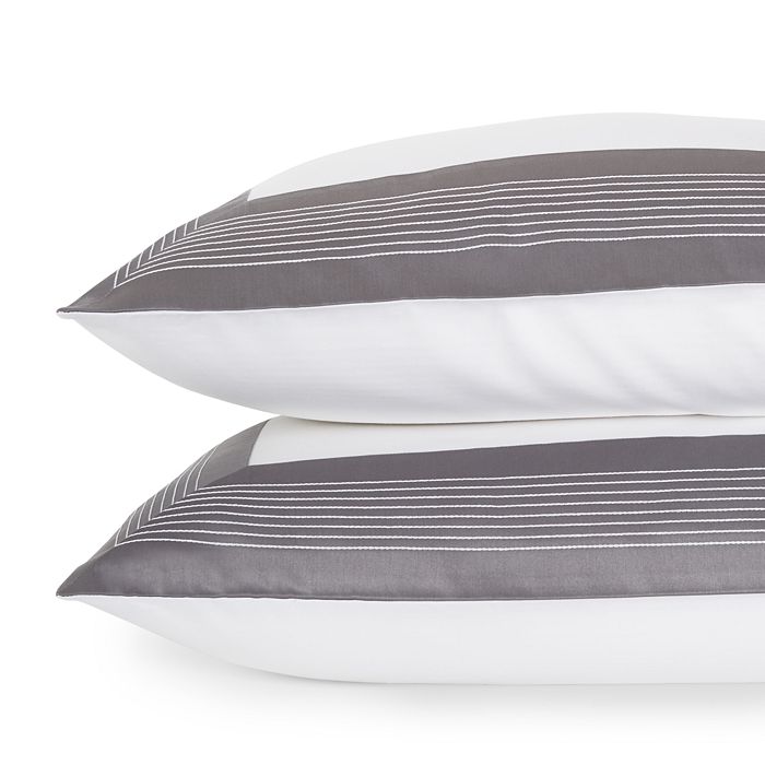 Frette Hotel Porto Pillowcase, Standard In White/slate Gray