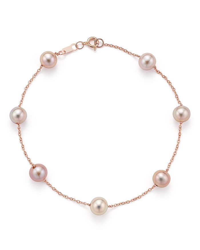 Bloomingdale's Cultured Pink Freshwater Pearl Tin Cup Bracelet In 14k Rose Gold, 5.5mm In Pink/rose