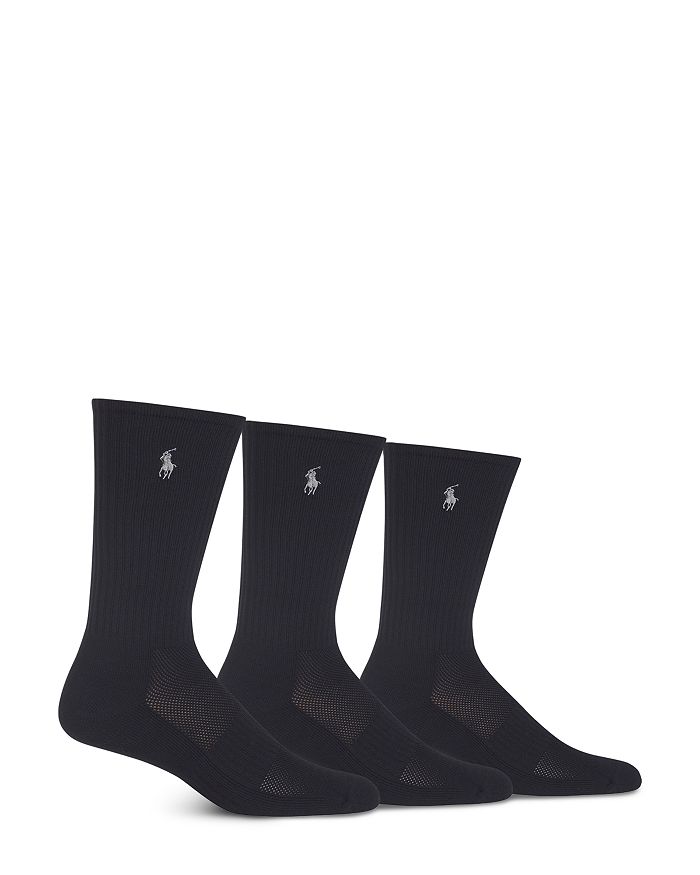 Shop Polo Ralph Lauren Athletic Crew Socks - Pack Of 3 In Black