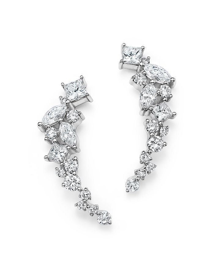 Bloomingdale's Diamond Fancy Cut Ear Climbers In 14k White Gold, 1.0 Ct. T.w. - 100% Exclusive
