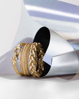 14K Yellow Gold 3-Row Link Bangle 