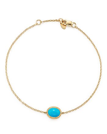 Bloomingdale's - Oval Bezel Set Turquoise Chain Bracelet in 14K Yellow Gold&nbsp;- 100% Exclusive