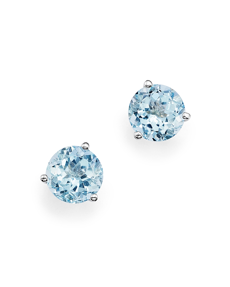 Aquamarine Stud Earrings in 14K White Gold