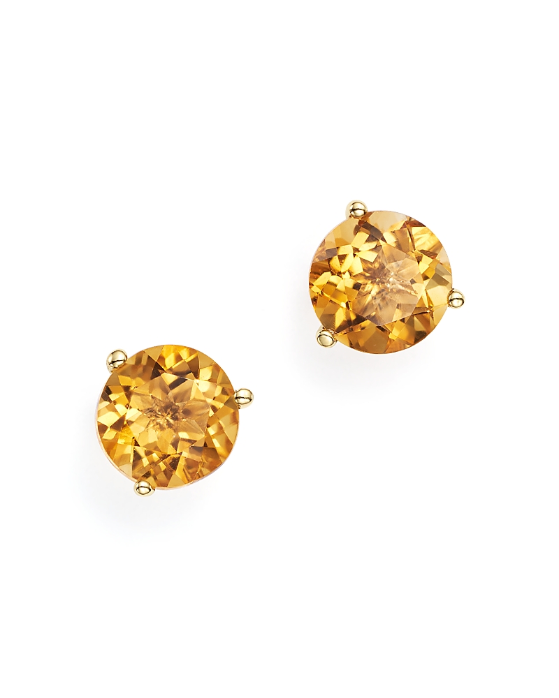 Citrine Stud Earrings in 14K Yellow Gold
