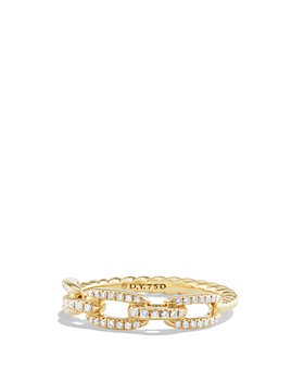 David Yurman - Stax Single Row Pavé Chain Link Ring with Diamonds in 18K Gold