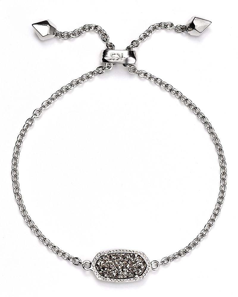 Kendra Scott Elaina Druzy-station Adjustable Bracelet In Rhodium/platinum Drusy