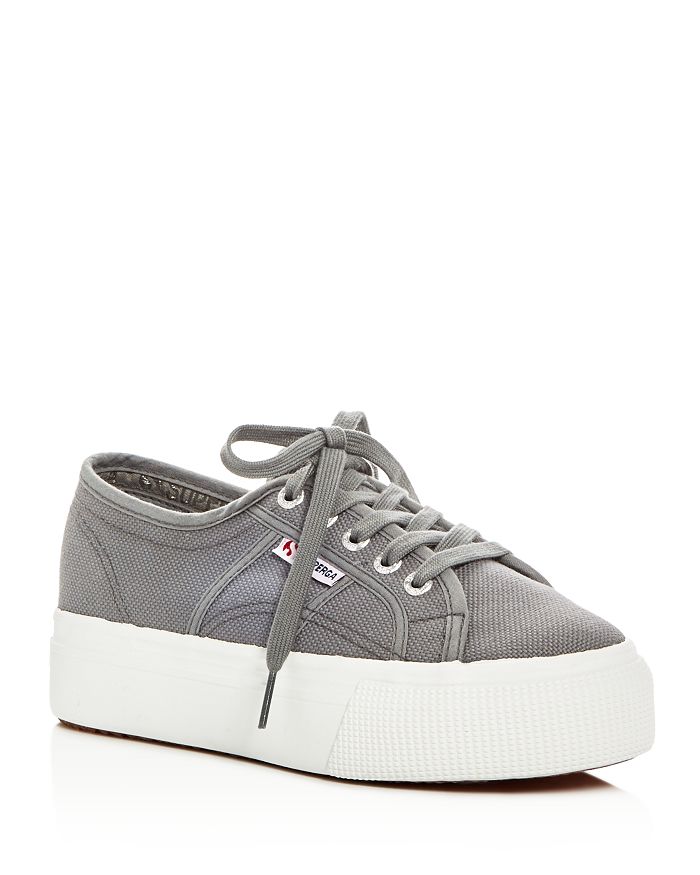 Superga Women's Lace Up Platform Sneakers In Gray Sage