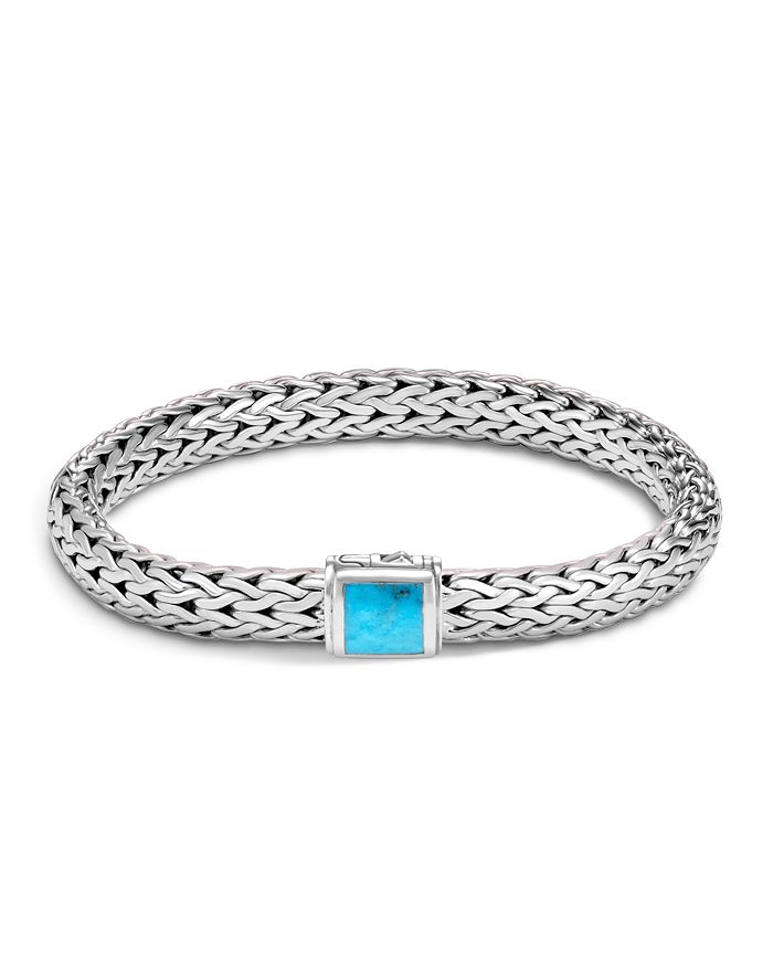 JOHN HARDY STERLING SILVER CLASSIC CHAIN MEDIUM BRACELET WITH TURQUOISE,BBS971131TQXM
