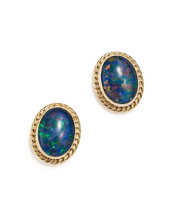 Bloomingdale's - Opal Triplet Bezel Stud Earrings in 14K Yellow Gold - 100% Exclusive