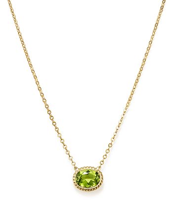 Bloomingdale's - Peridot Bezel Pendant Necklace in 14K Yellow Gold, 18"&nbsp;- 100% Exclusive