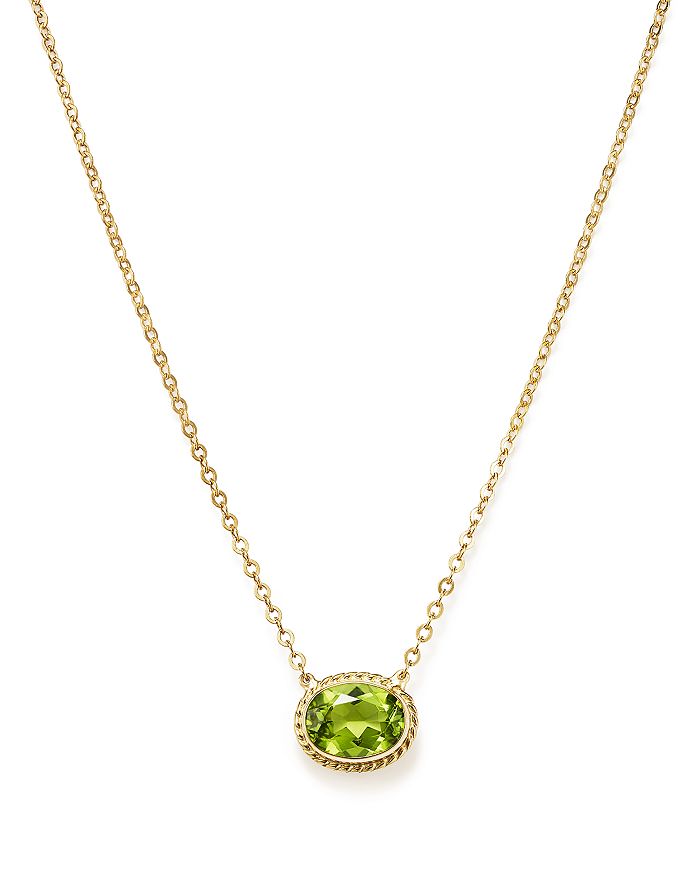 Bloomingdale's Peridot Bezel Pendant Necklace In 14k Yellow Gold, 18 - 100% Exclusive