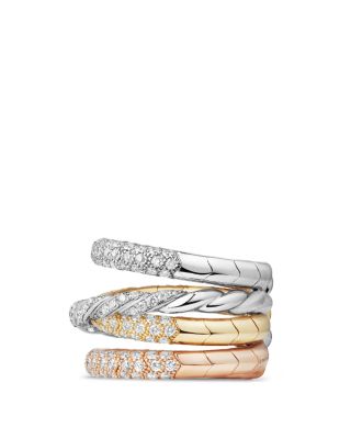 Pav&eacute; Flex Four Row Ring with Diamonds in 18K Gold