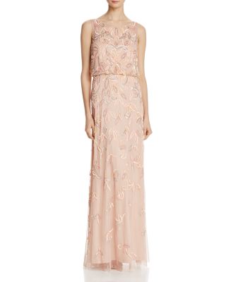 chinese dress ladies Hand-Beaded Blouson Long Gown With Flutter Sleeves In French Blue-French  Blue / Regular / 0 main image 0