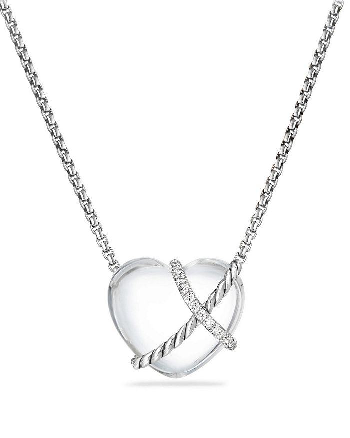 DAVID YURMAN LE PETIT COEUR SCULPTED HEART CHAIN NECKLACE WITH CRYSTAL AND DIAMONDS,N13196DSSDCRDI18