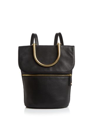 SJP by Sarah Jessica Parker Black Leather Backpack with Gold Hardware Sarah Jessica Parker Leather Trim Nylon Backpack - Black  main image 4