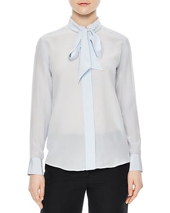 Sandro Caline Tie-Neck Silk Shirt | Bloomingdale's