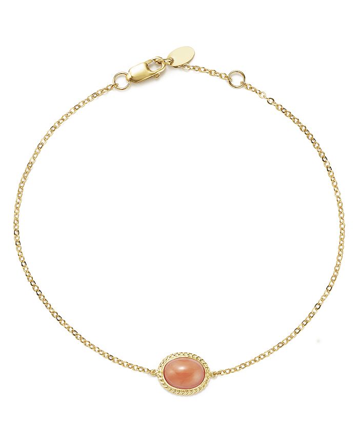 Bloomingdale's Coral Oval Bracelet In 14k Yellow Gold - 100% Exclusive In Coral/gold