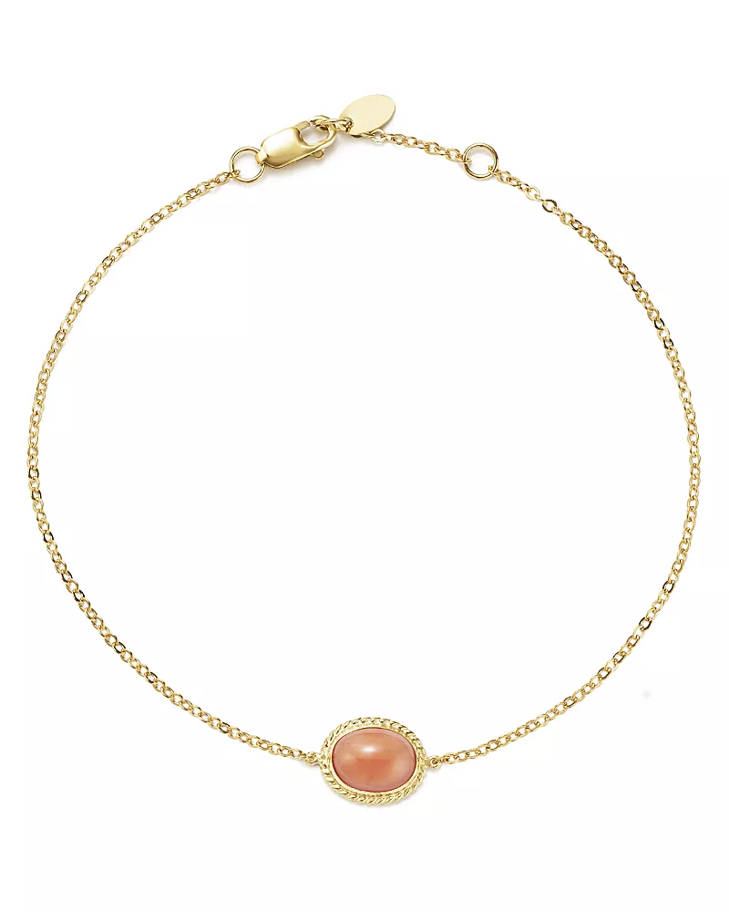 Coral Oval Bracelet in 14K Yellow Gold