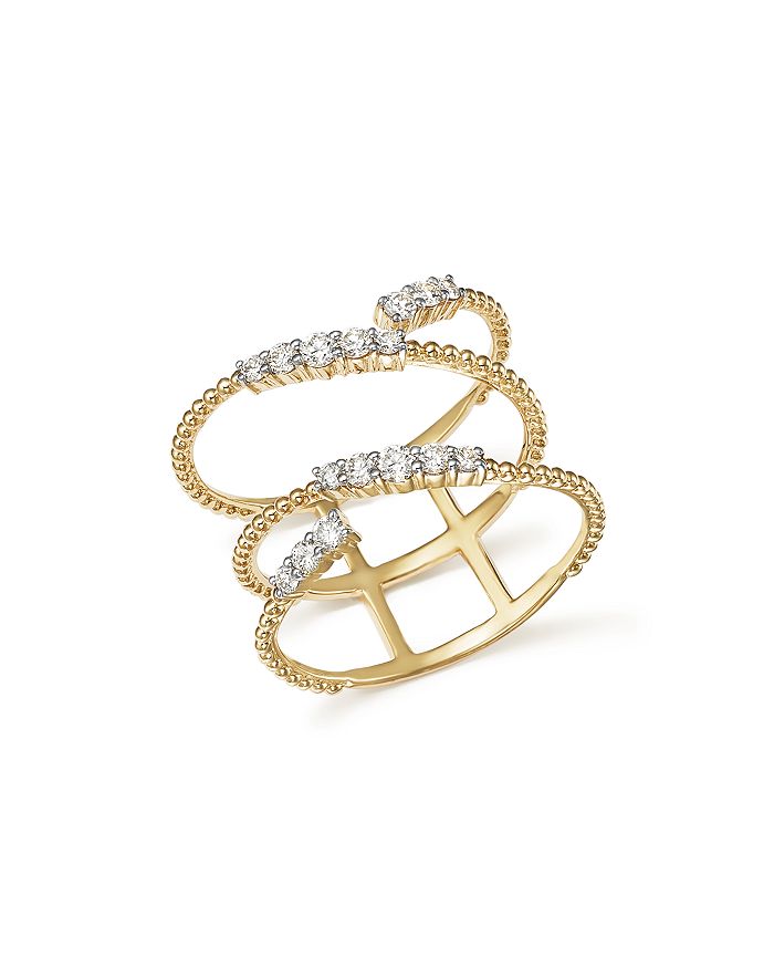 Bloomingdale's Diamond Beaded Swirl Ring In 14k Yellow Gold, .45 Ct. T.w. - 100% Exclusive In White/yellow