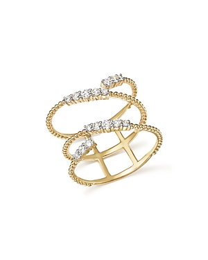 Diamond Beaded Swirl Ring in 14K Yellow Gold,.45 ct. t.w. - 100% Exclusive