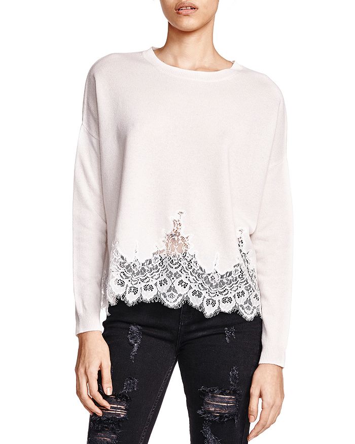 Lace trim sweater new arrivals