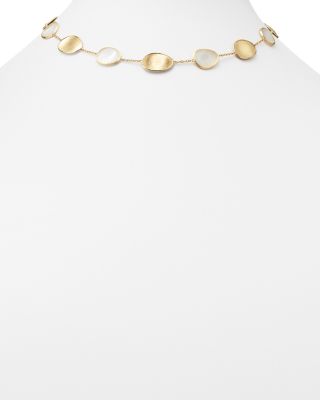 18K Yellow Gold Lunaria Mother-of-Pearl Collar Necklace, 16"