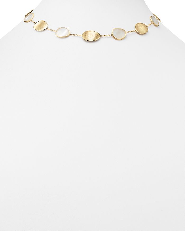 Shop Marco Bicego 18k Yellow Gold Lunaria Mother-of-pearl Collar Necklace, 16 In White/gold