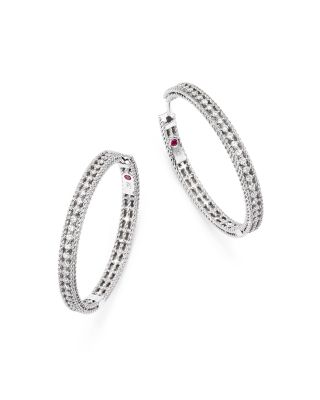Roberto Coin - 18K White Gold Symphony Barocco Diamond Hoop Earrings