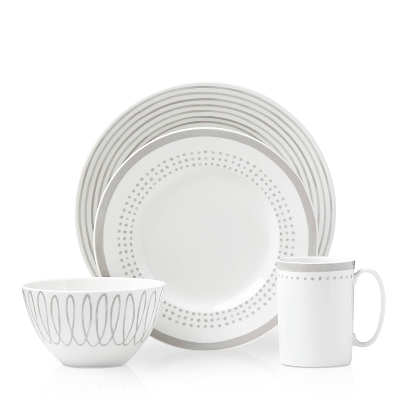 Kate Spade New York Charlotte Street East Grey Collection 4-piece Place Setting In Gray East