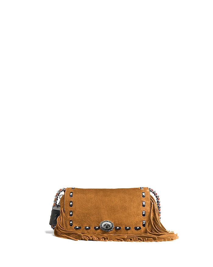 COACH Dinky Crossbody in Cervo Suede with Fringe Bloomingdale s