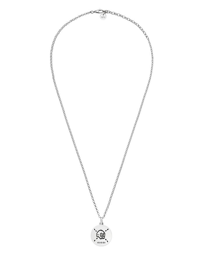 Gucci Sterling Silver Gucci Ghost Pendant Necklace, 18" |