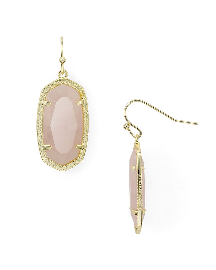Kendra Scott Dani Stone Drop Earrings In Gold/rose Quartz