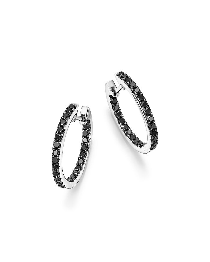 Bloomingdale's Black Diamond Inside Out Hoop Earrings In 14k White Gold, .85 Ct. T.w. - 100% Exclusive In Black/white